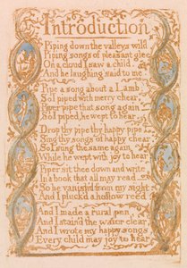 はじめに、Songs of Innocence、1789年の版3（紙にトイレでレリーフエッチング） 作： William Blake